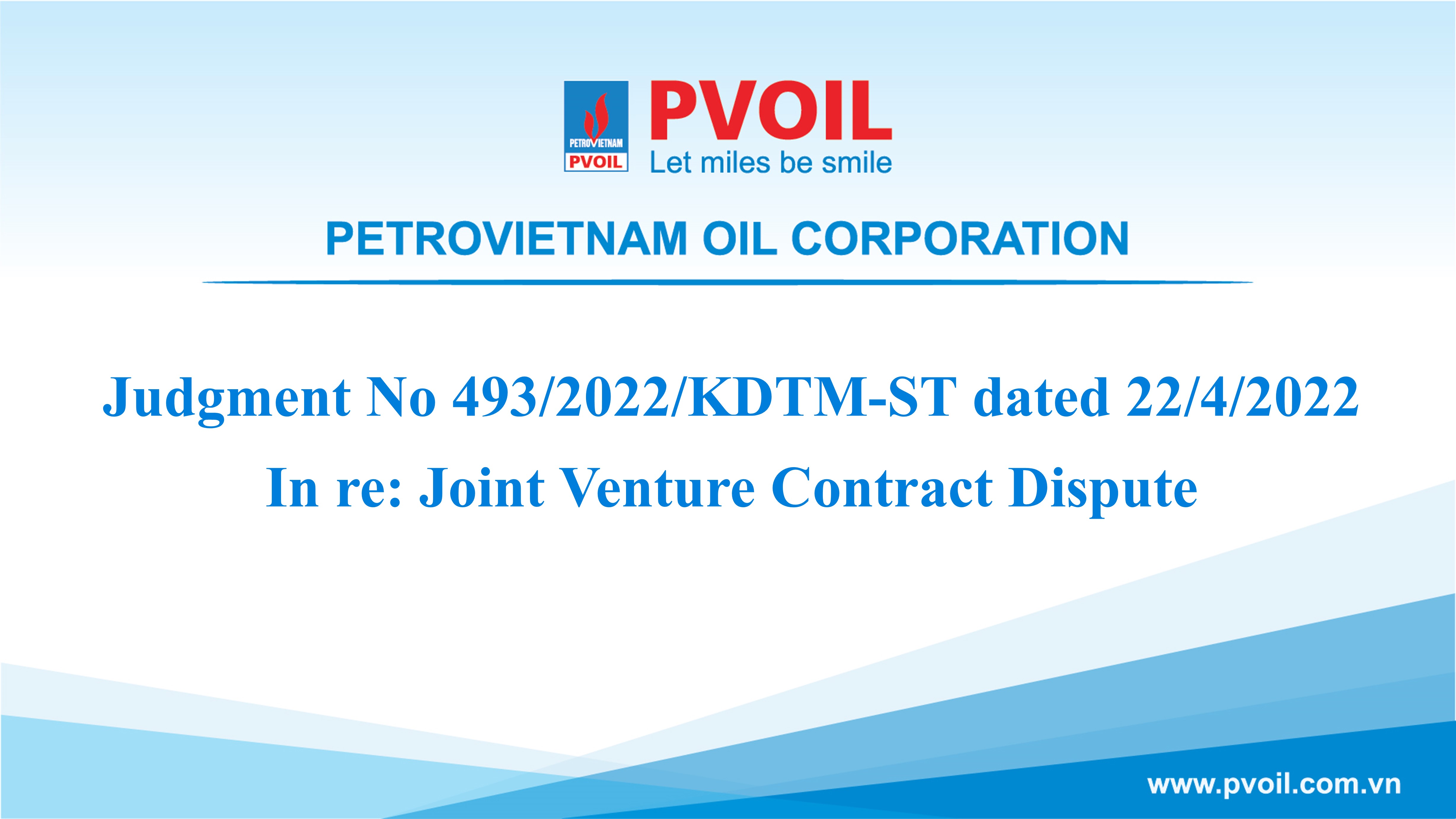 Judgment No 493/2022/KDTM-ST dated 22/4/2022 In re: Joint Venture Contract Dispute