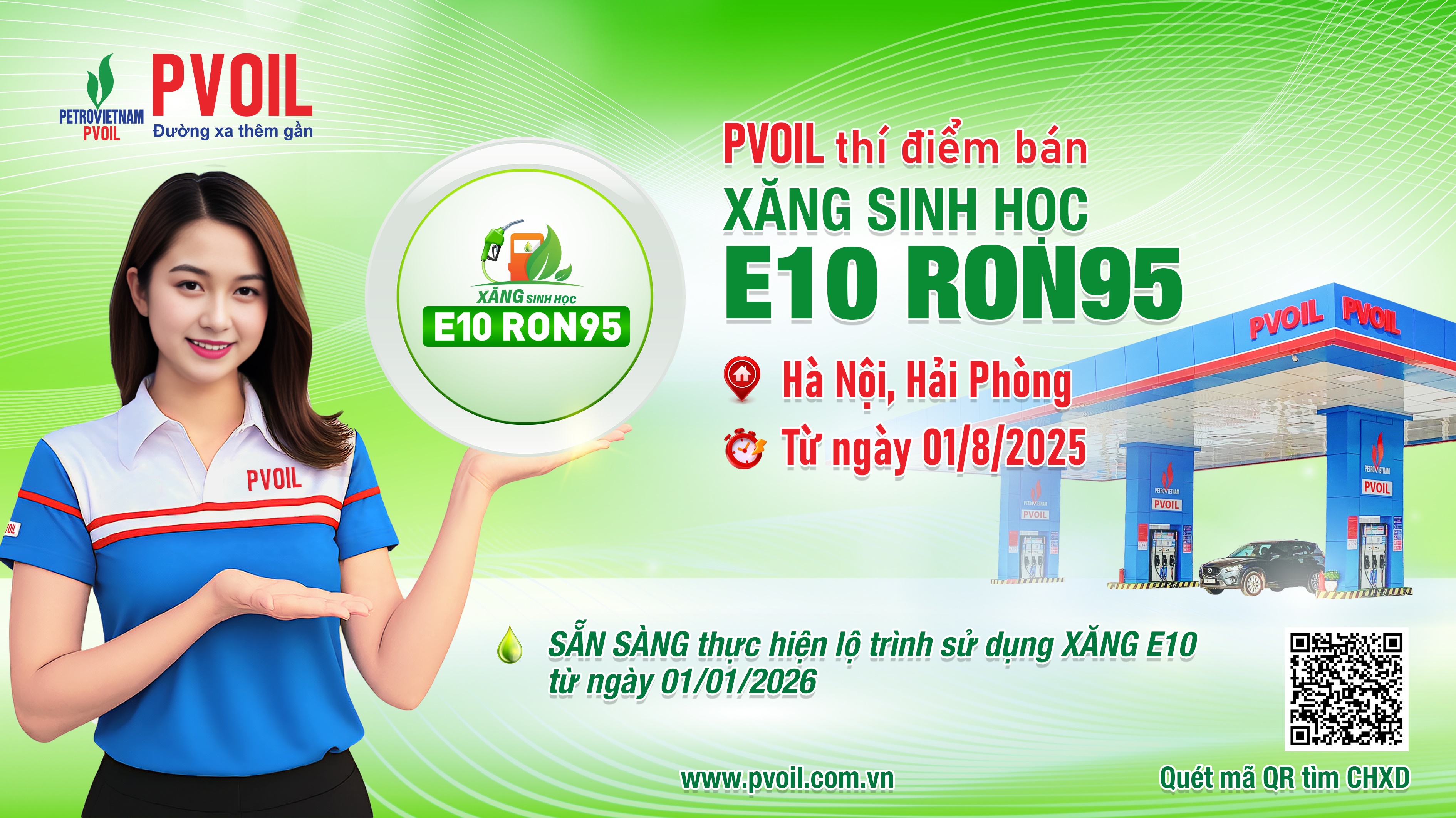 DANH SÁCH CHXD PVOIL THÍ ĐIỂM BÁN XĂNG E10 RON 95